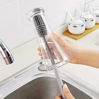 1Pcs Silicone Cup Brush, Long Handle Household Brush, No Dead End, Silicone Bottle Brush, Cup Cleaning Tool