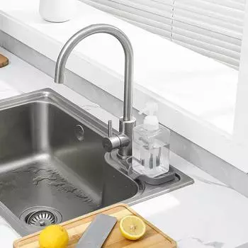 1Pcs Silicone Drainage Soap Box Ramp Soap Holder Drainage Tray Pad Deflector Type Shelf No Hole No Standing Soap Holder серый