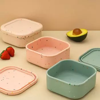 1PCS Silicone Feeding Bowl With Lid Kids Dishes Plate BPA Free Reusable Silicone Lunch Box Microwaveable Lunch Box Baby Stuff