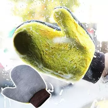 1pcs Soft Car Washing Gloves Double-sided Fleece Microfiber Chenille Drying Cloth Car Body Window Tire Cleaning Glove Thicken