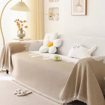 1 шт. Мягкий чехол для дивана из шенилла, пылезащитный и противоскользящий коврик для мебели для гостиной, модное полотенце для дивана с кисточками, домашний декор 1seat 180x130cm коричневый