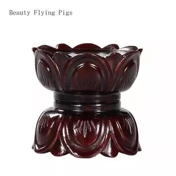 1PCS solid wood Guanyin Buddha statue base circular gold-plated lotus flower base for home worship of the God of Wealth statue