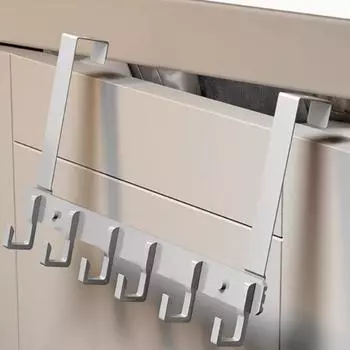 1Pcs Space-Saving 6-Hook Door Hanger - Easy Install, Contemporary Style, Durable Storage for Coats