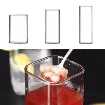 1PCS Square Glass Creative Transparent Cold Drink Large Capacity Iced Coffee Milk Tea Drinking Red Wine Drinkware for Home-use 250-450ML