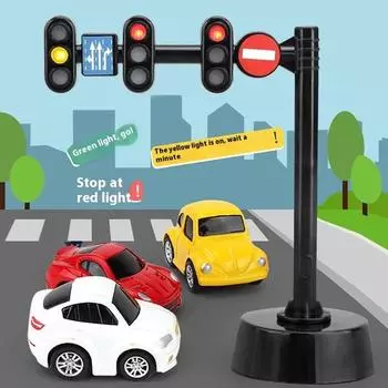 1Pcs Stop Lights Model Toddlers Safety Education Traffic Light Toys Puzzle Accessories Scene Road Sign With Light And Sound 1