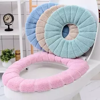 1Pcs Toilet seat cover Autumn Winter New Nordic Style Pure Color Thick Toilet Cushion Soft And Comfortable Toilet Seat Toilet розовый