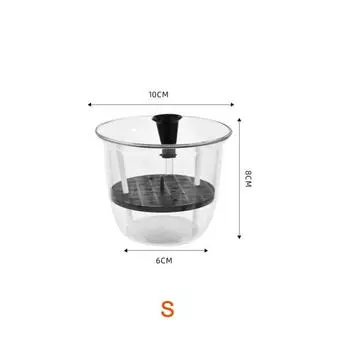 1pcs Transparent Self Watering Plant Pot Double Layer Planter Pot with Reservoir Flowerpot Office 10x8x6cm