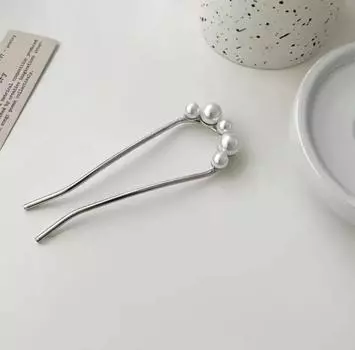 1pcs U Shaped Hairpins Pearl Alloy Waved Hair Clips Simple Metal Barrettes Bridal Hairstyle Tools Accessories Wedding