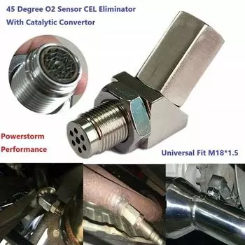1pcs Universal Stainless Steel SS304 Check Engine Light Spacer M18X1.5 CEL Catalyst Auto Mini O I6S0 silvery-one-size