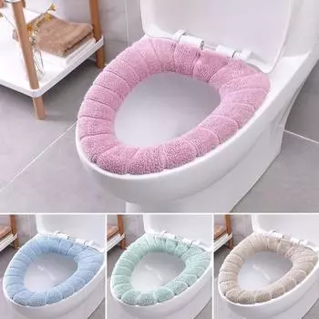 1Pcs Universal Toilet Seat Cover Pad Bathroom Toilet Cover High Quality Acrylic Soft Warmer Washable Mat Cover Pad Cushion Seat серый