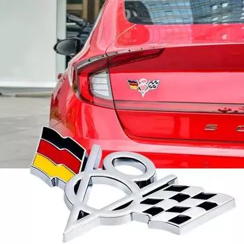 1Pcs V8 German Flag Nameplate 3D Metal Car Fender Side Trunk Rear Sticker Emblem Badge Decal For Cars