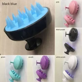 1pcs washing shampoo brush Hair Washing Comb Shampoo Scalp Massage Brush bath brush Silicone Head Massage Brush Body Jewelry Accessory чёрный