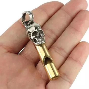 1PCS White Brass Skull Whistle Skeleton Survival Whistle EDC Outdoor Tools Punk 1pcs
