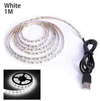 1Pcs White Warm White USB Strip Lamp DC 5V SMD 2835 LED Waterproof LED String Light TV Background white 1m