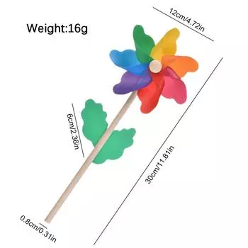 1pcs Windmill Plastic 12 cm Windmill Garden Stake Wooden Handle Garden Lawn Yard Party Nursery Outdoor Decoration Photo Props