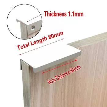 1Pcs With 16mm Screws Hidden Handles Drawer Knobs Furniture Hardware Kitchen Cupboard silver-80mm