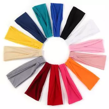 1pcs Women Solid Color Cotton Elastic Hair Bands Sports Head Hair Bands Gym Yoga Girls Exercise Wash Face Headbands Scrunchies