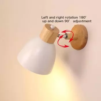 1pcs Wooden Nordic Wall Lamp with Modern Wall Sconce for Bedroom Living Room Home Lighting Steering Head E27 Lamp for Bedroom белый