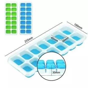 1Piece Silicone Ice Cube Trays with Removable Lids Candy Molds Stackable Ice Mould зелёный