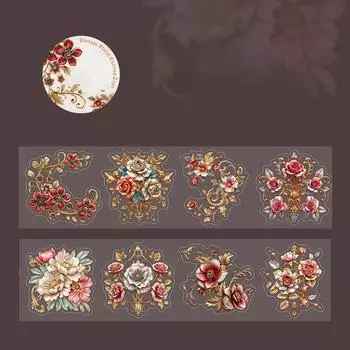 1roll Vintage Baroque Floral Art Taep Stickers Adhesive Diy Hand Account Diary Album Planner Junk Journal Supplies
