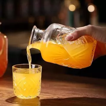 1set 140ml 540ml Vintage Glass Drink Set Elegant Pot and Cup Set Durable Summer Drinkware Gift Cocktail Glass Juice Drink Cup 540ml