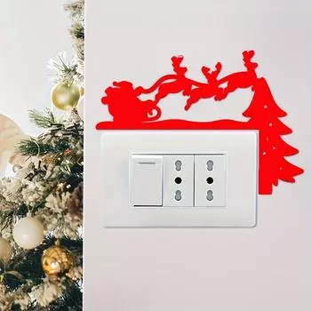 1Set/2pcs Christmas 3D three-dimensional Santa Claus elk sleigh acrylic mirror sticker, switch door decoration wall sticker чёрный