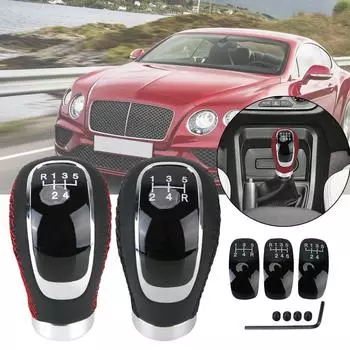 1Set 5/6 Speed Fashion PU Leather Gear Shift Knob Manual Car Gear Stick Shift Knob Car Interior Accessories for All Manual Car чёрный