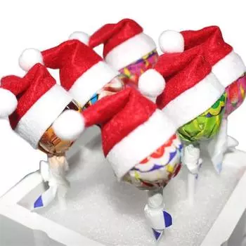 1set 6pcs New Fashion Christmas lollipop hat Christmas non-woven small hat for Brincos Christmas Day Girl Gift 01