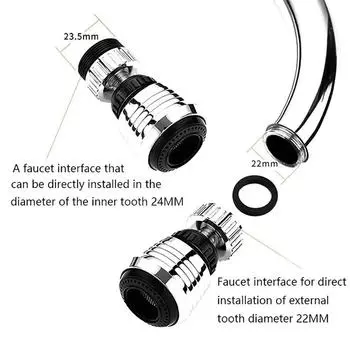 1Set Booster Nozzle Extender 360 Degree Faucet Anti Splash Head Universal Rotating Bubbler Water Saver Dual Mode Filter Nozzle