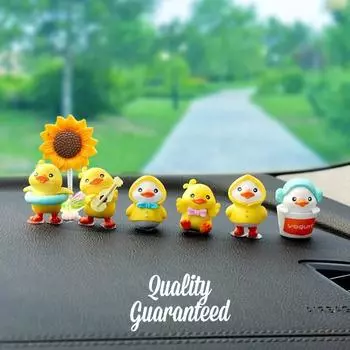 1Set Cartoon Cute Little Yellow Duck Model Kawaii Car Center Console Decor Car Ornaments Auto Interior Dashboard Accessories