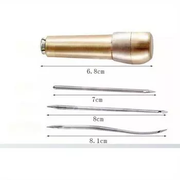 1set Copper Awl Upper Shoe Cone Copper Handle Crochet Hollow Needle Sole Needle Cone Sewn Bag Repair Shoes 1set золотой