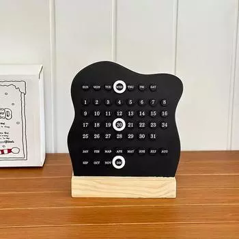 1set Display Calendar Wooden Base Plastic Calendar Home Decor DIY Calendar Small Ornament 17x15x4cm чёрный
