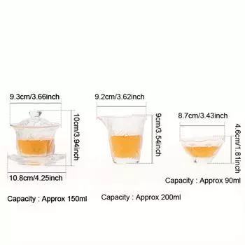 1 комплект стеклянного чайного сервиза «Кунг-фу», японская домашняя чайная чаша, чайная чашка для гостиной, стеклянная чашка с ледниковым узором, посуда для питья, полный чайный сервиз, подарки на день рождения 9296