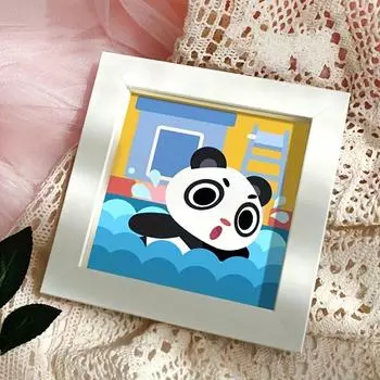 1set, Handmade Diy Diamond Painting Kids Gift, Point Diamond Paste Diamond Painting, Cartoon Puzzle Panda Handmade Diy, Handmade Products, Self Paste. Pack of 1