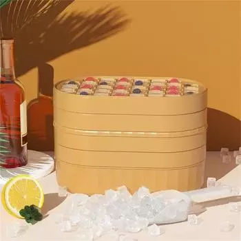 1Set Ice Cube Tray BPA Free Stackable Flexible Easy Release Removable Lid Freezer Tray for Cocktail S зелёный