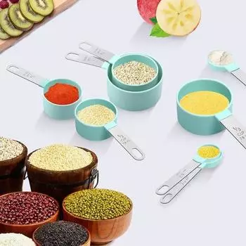 1set Measuring cup and spoon set, stainless steel, suitable for dry and liquid ingredients