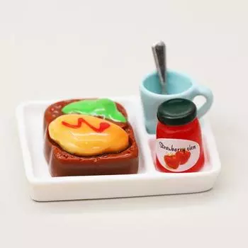 1Set Mini Bread Toast Good Craftsmanship Convenient to Store Resin Funny Dollhouse Jam Vegetable Photography Props A