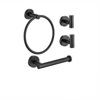 1SET Набор колец для полотенец из нержавеющей стали, набор полотенец для ванной из нержавеющей стали, вешалка для туалетной бумаги, вешалка для полотенец, ванная комната чёрный