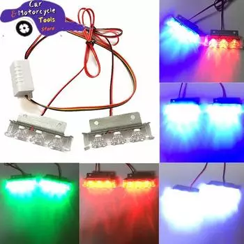 1 комплект универсальных светодиодных ламп постоянного тока 12 В, сигнальные лампы, светодиодные стробоскопы, 6 светодиодов, мигающие автомобильные стробоскопы 12 Вт Red-Blue синий