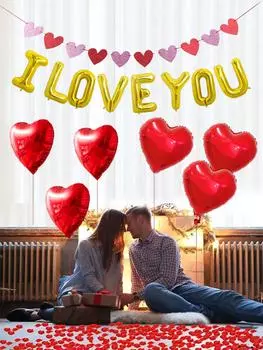 1set Valentine s Day golden I love you balloons, Valentine s Day party, wedding, birthday, proposal, anniversary, I love you Other