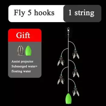 1Set With Hooks Artificial Fly Fishing Lure Set Anti-Rust With Throwing Aids Bionic Fly Fishing Bait Portable Angling Gear