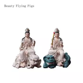 1шт 12 дюймов керамическая статуя Бодхисаттвы и Будды для дома, божество, фэн-шуй, украшение для дома