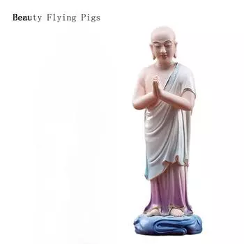 1шт 13-дюймовая керамическая фигурка Будды с домашним подношением украшений фэн-шуй для Будды Шакьямуни
