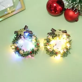 1шт 1:12 1/6 кукольный домик миниатюрный мини рождественский венок гирлянда со светом модель кукольный домик декор аксессуары A1