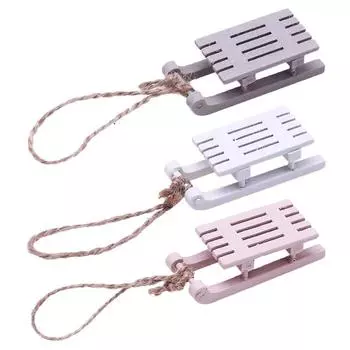 1шт 1:12 кукольных миниатюрных деревянных саней, модель украшения, рождественская сцена для жизни, декоративный кулон розовый