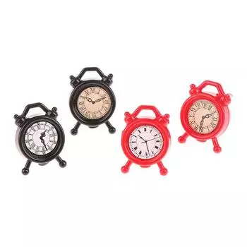 1шт 1:12 кукольных миниатюрных имитационных металлических часов-будильников, мини-часов, украшений для спальни, гостиной, домашнего офиса, декора, игрушек, подарков красный