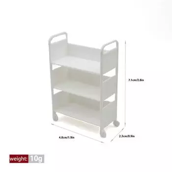 1шт 1:12 Миниатюрная тележка для кукольного домика, обеденная тележка с колесами, модель для хранения, полка для книг, модель мебели, декоративная игрушка белый