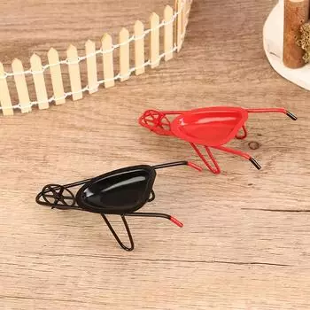 1шт 1:12 Миниатюрная тележка для кукольного домика, мини-прицеп, садовые принадлежности, модель сельскохозяйственного транспортного средства, садовые инструменты для фермерства, декор чёрный