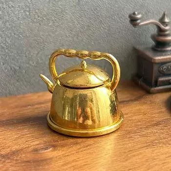 1шт 1:12 Миниатюрный чайник Чайник для кукольного домика Кухонная утварь Кукольный домик Кухонная мебель Чайник зелёный
