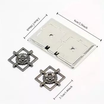1шт, 1:Миниатюрная газовая плита 12 Scale, двойная горелка, кухонный прибор, серебристо-серый